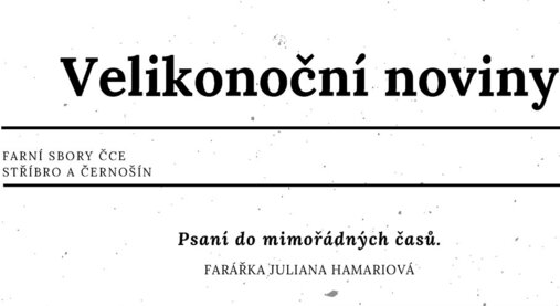 Velikonoční newsletter mimořádný