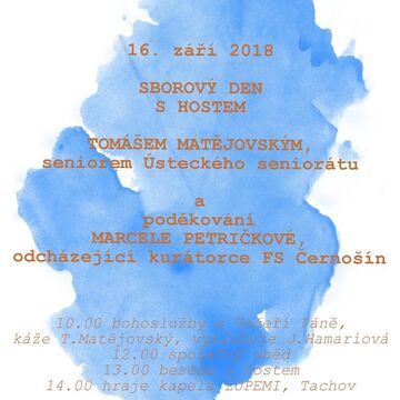  Sborový den s hostem seniorem Tomášem Matějovským 16. 9. 2018